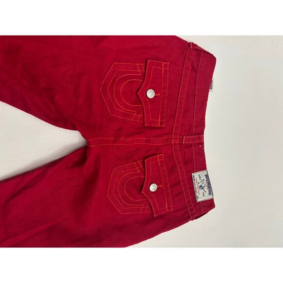 TRUE RELIGION Jeans Red Linen SLim Straight Leg Women Size 26 - Picture 3 of 6